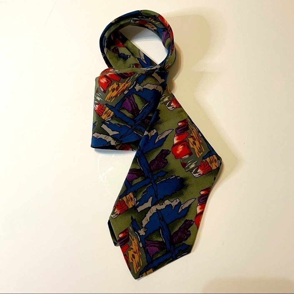 Vintage J Jerry Garcia Silk Necktie Abstract Expressionist Art Print Tie